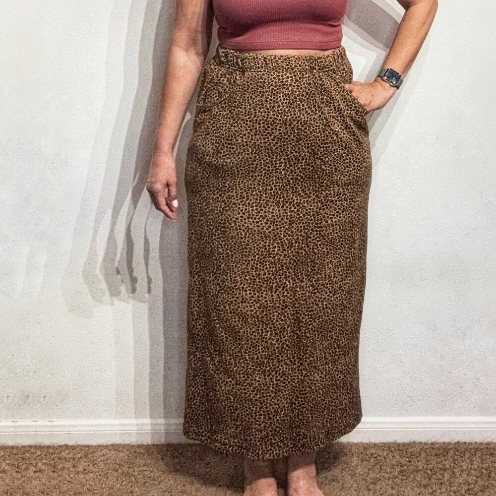 Bay Street Clothing Co Tan Vintage Leopard Print Maxi Skirt Animal Print Sz M